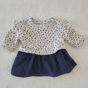 🧸2/20$ GAP Floral Dress Navy Blue Ruffles Baby Size 3-6M